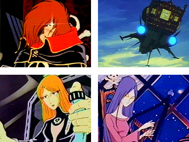 Scenes from the classic 70s version of Captain Harlock.