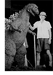 Eiji Tsuburaya hanging out with Godzilla on the set...