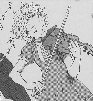 A panel from the HaruHana manga: Violins!