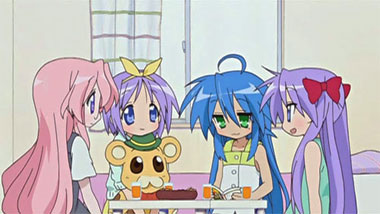 A scene from the anime series Lucky Star.