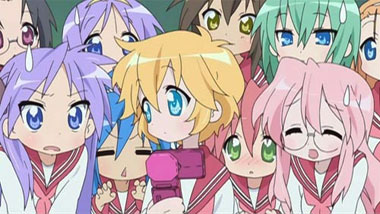 A scene from the anime series Lucky Star.