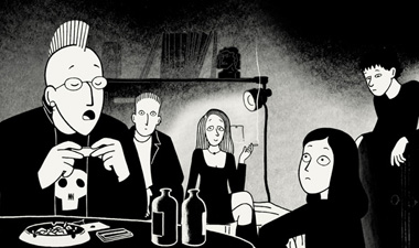 A scene from Persepolis the animated film.