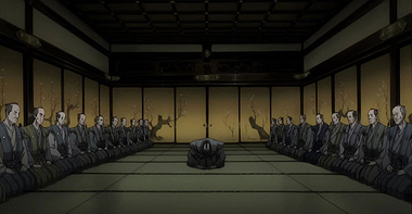 A scene from the anime series Shigurui