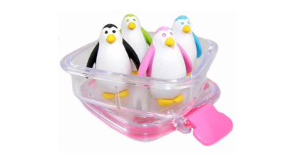 Iwako Penguin Erasers In A Mini Bento Box