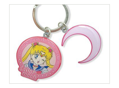 Sailor Moon and Crescent Moon Symbol Metal Keychain