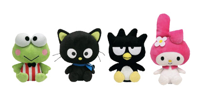 Sanrio Set of Four TY Beanie Babies: Chococat, My Melody, Badtz-Maru and Keroppi